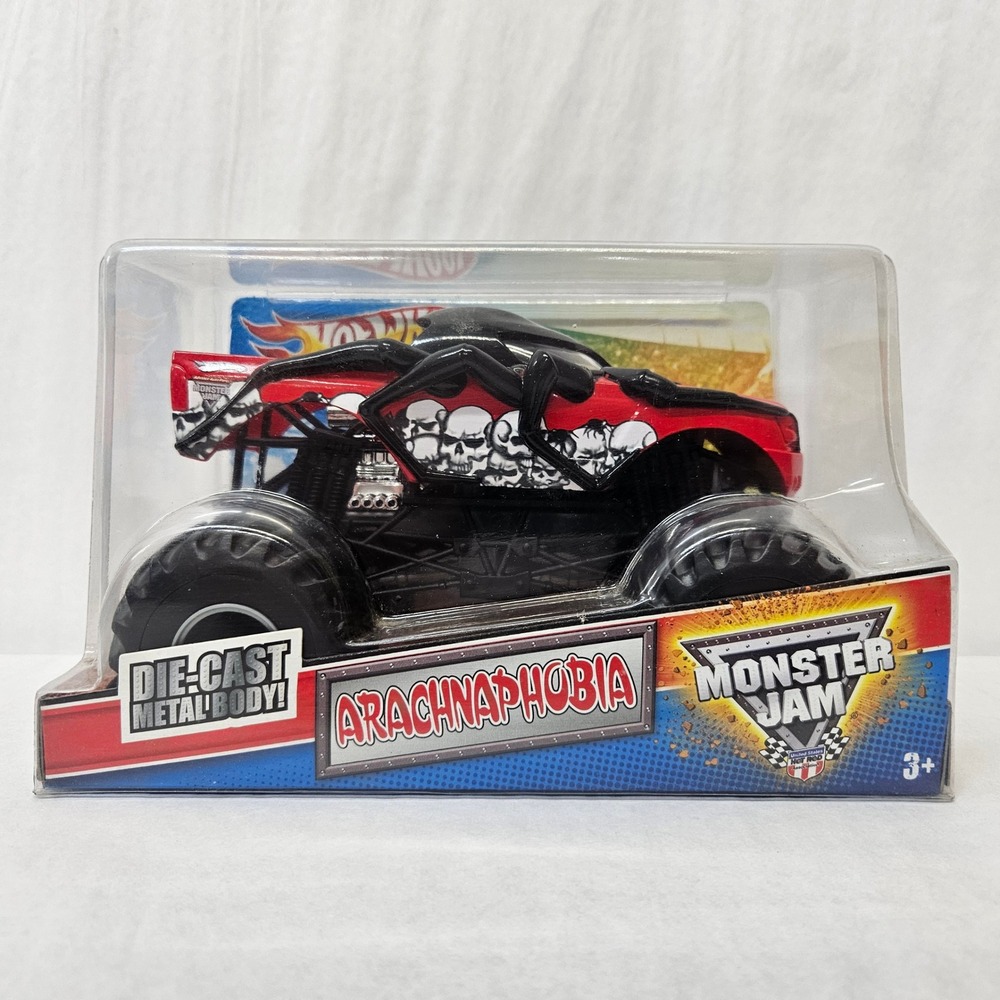 Hot Wheels Monster Jam Arachnaphobia Die-Cast Monster Truck 1:24 Red Black Skull